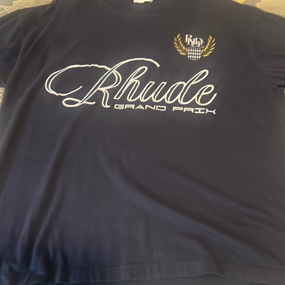 Rhude men’s Large t shirt. Navy blue/gold